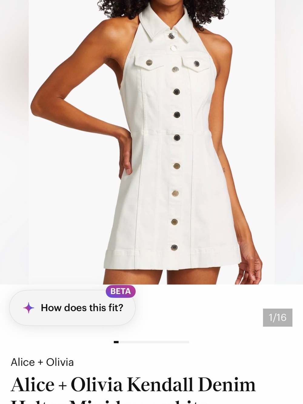 Alice + Olivia White Halter Denim Mini Dress
